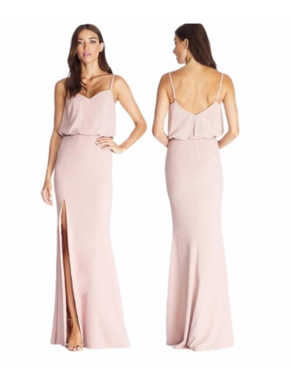 NEW Dress the Population Gracelyn Blush Pink Blouson Maxi Gown Small MSRP $248